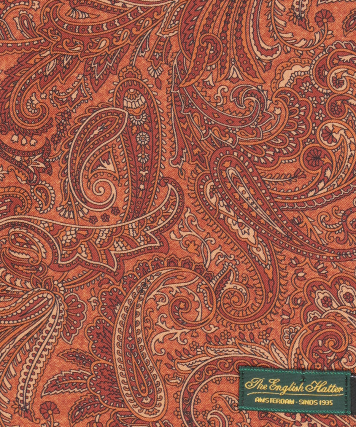 Zijden Wollen Sjaal | Oranje Paisley Groot