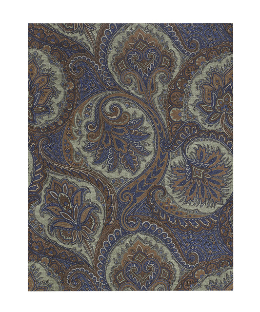 Zijden Wollen Sjaal | Blauw groen Pailsey Groot