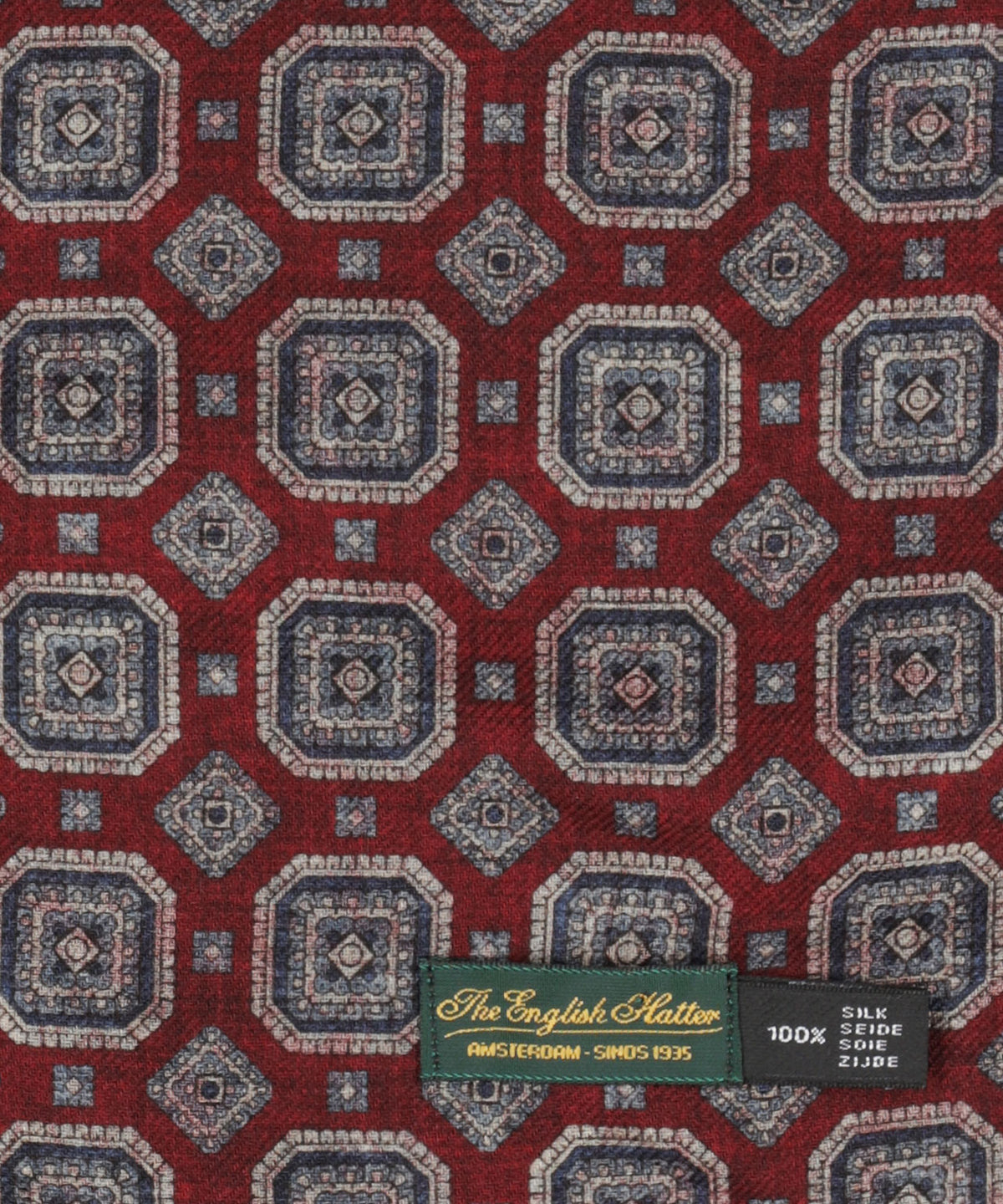 100% Wollen Sjaal | Bordeaux Navy Design