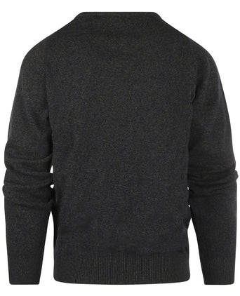 William Lockie Ronde Hals Lamswol Pullover | Navy/Seaweed