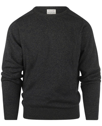 William Lockie Ronde Hals Lamswol Pullover | Navy/Seaweed