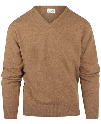 William Lockie V-hals Lamswol Pullover | Driftwood