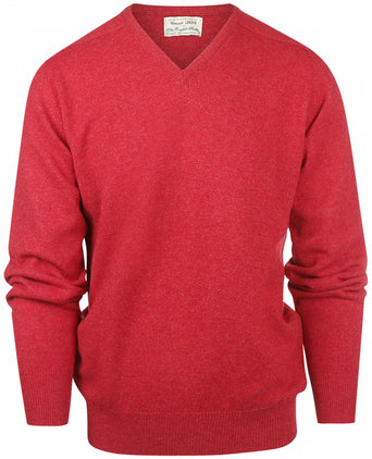 William Lockie V-hals Lamswol Pullover | Poppy Melange
