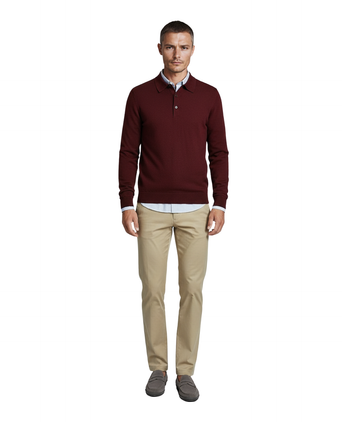 Pullover polo merino wol | Bordeaux