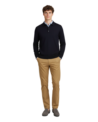 Pullover polo merino wol | Navy