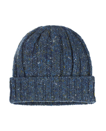 Grobstrickmütze im irischen Stil | Denimblau