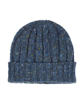 Grobstrickmütze im irischen Stil | Denimblau