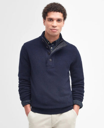 Pullover met rits en knoopsluiting | Navy Blauw