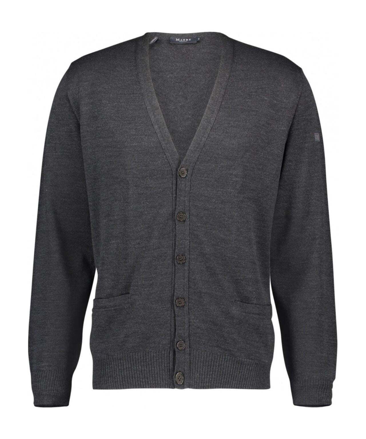 Klassischer Cardigan aus Merinowolle mit Knöpfen | Anthrazit