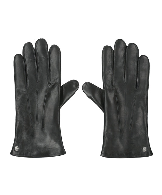 Handschuhleder mit Kaschmir | Schwarz