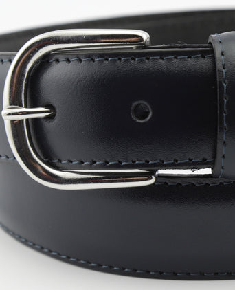 Leren Riem zilveren streep | Navy Blauw