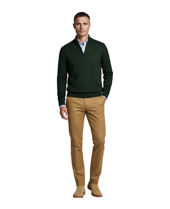 Pullover Merinowol ritskraag | Groen