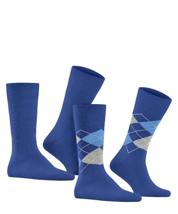 Everyday Argyle Mix 2-Pack Heren Sokken | Cobalt/Grey diamond check