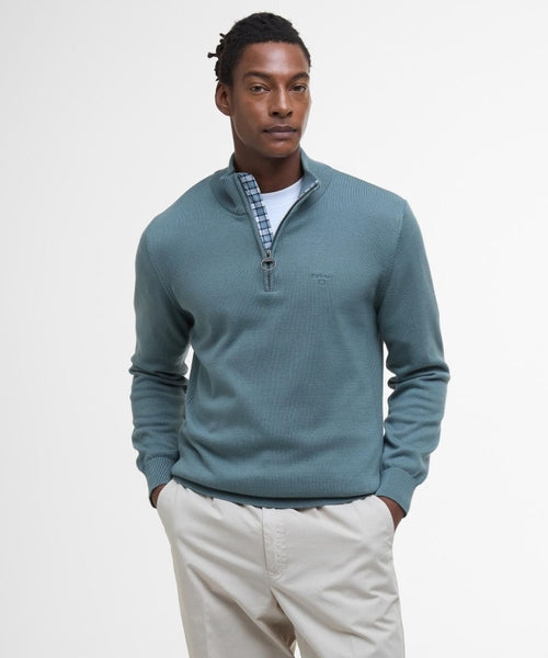 Barbour Baumwollpullover mit halbem Reißverschluss | Grau