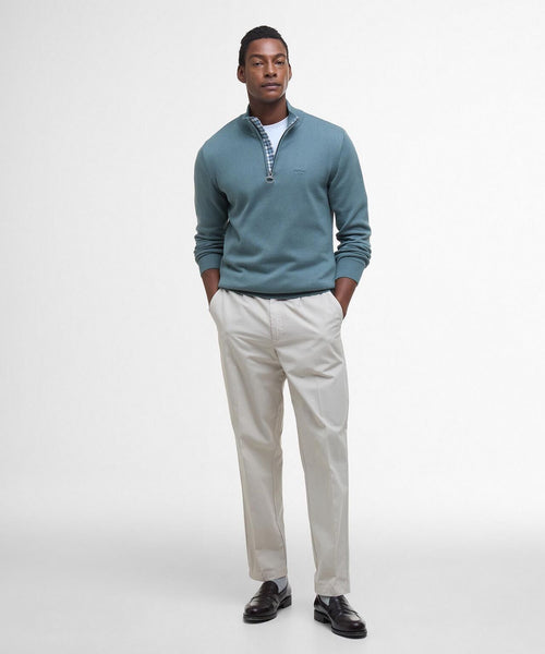 Barbour Baumwollpullover mit halbem Reißverschluss | Grau