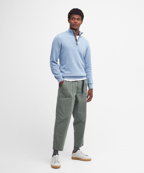 Barbour Baumwollpullover mit halbem Reißverschluss | Blau