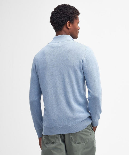 Barbour Baumwollpullover mit halbem Reißverschluss | Blau