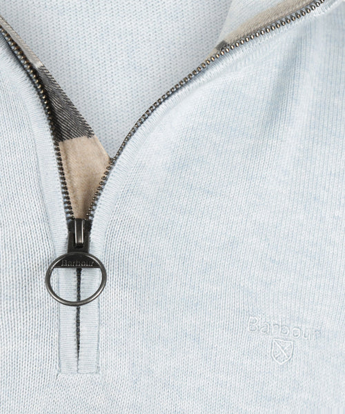 Barbour Baumwollpullover mit halbem Reißverschluss | Blau