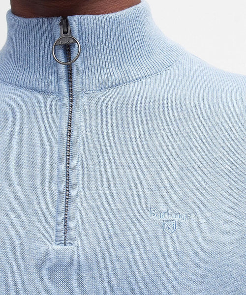 Barbour Baumwollpullover mit halbem Reißverschluss | Blau