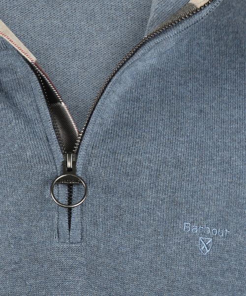 Barbour Baumwollpullover mit halbem Reißverschluss | Blau