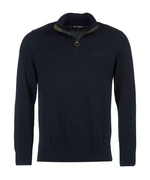 Barbour Baumwoll-Pullover mit halbem Reißverschluss | Marineblau