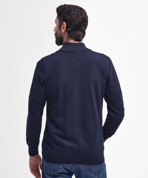 Barbour Baumwoll-Pullover mit halbem Reißverschluss | Marineblau