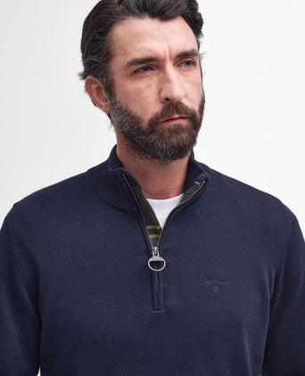 Barbour Baumwoll-Pullover mit halbem Reißverschluss | Marineblau