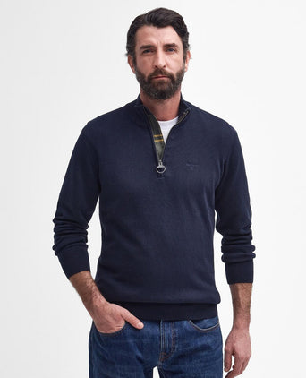 Barbour Baumwoll-Pullover mit halbem Reißverschluss | Marineblau