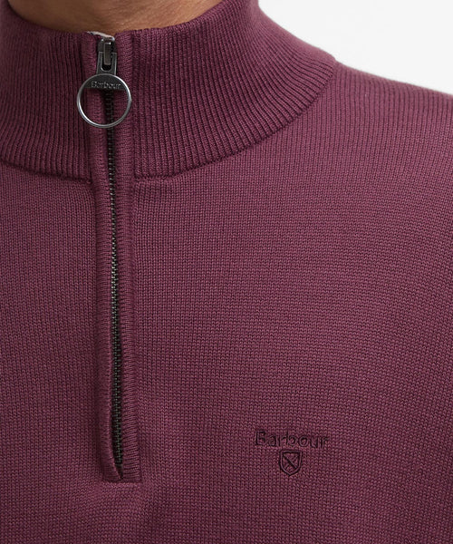Barbour Baumwollpullover mit halbem Reißverschluss | Rot