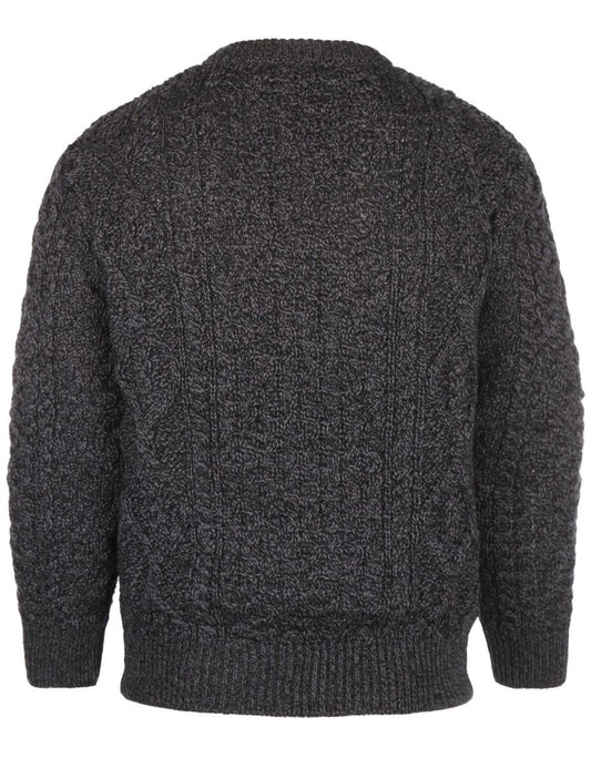 Aran-Pullover mit Rundhalsausschnitt | Anthrazitgrau
