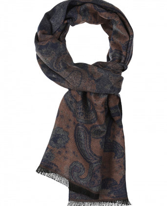 Viscose Sjaal met klassieke Print | Bruin