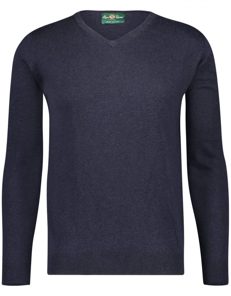 Sweater Cotton/Cashmere v-neck | Navy Blue