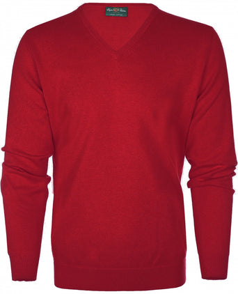 Pullover Cotton/Cashmere v-hals | Rood