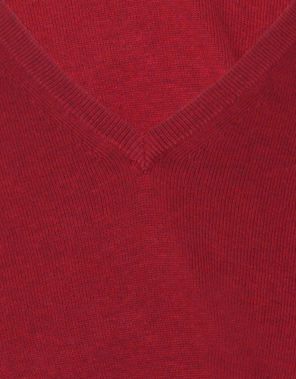Pullover Cotton/Cashmere v-neck | Red