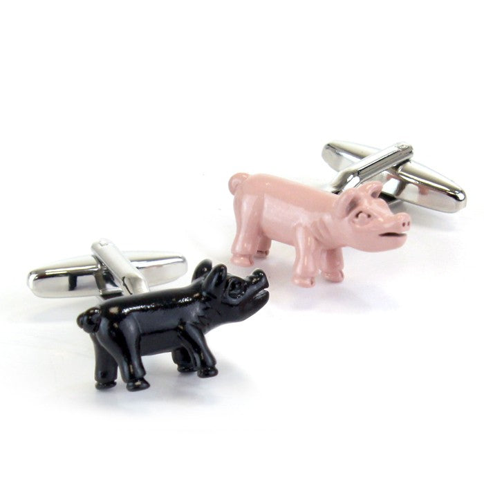 Manchetknoop | Black&Pink Pigs