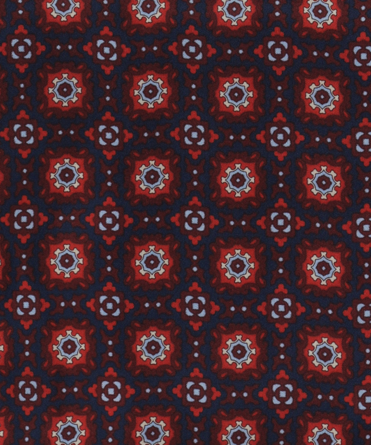 Sjaal Zijde/Wol | Navy Rood Patroon