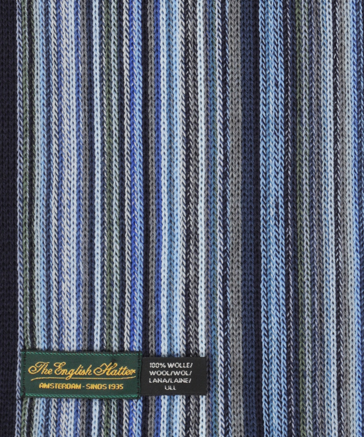 Scarf wool knitted 180x26 | Blue