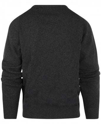 William Lockie Ronde Hals Lamswol Pullover | Navy/Seaweed