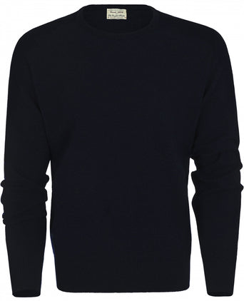 William Lockie Ronde Hals Lamswol Pullover | Navy