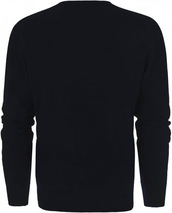 William Lockie Ronde Hals Lamswol Pullover | Navy