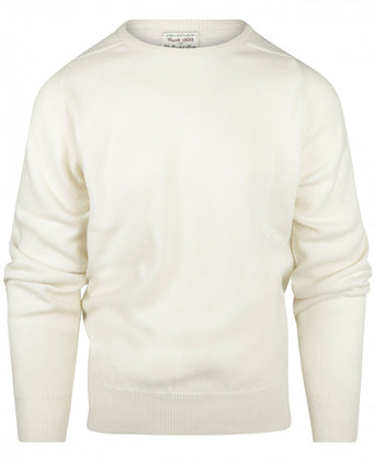 William Lockie Ronde Hals Lamswol Pullover | Ecru