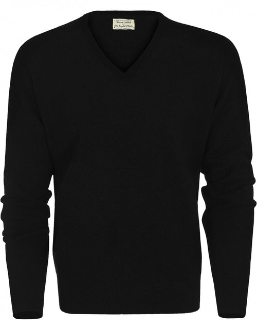 William Lockie V-hals Lamswol Pullover | Black