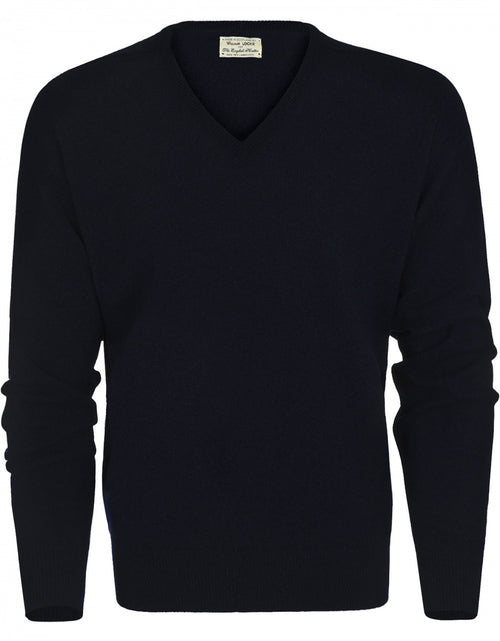 William Lockie V-hals Lamswol Pullover | Navy