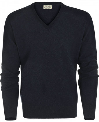 William Lockie Pullover Lamswol V-hals | Oxford Blue