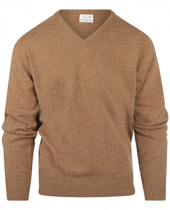 William Lockie V-hals Lamswol Pullover | Driftwood