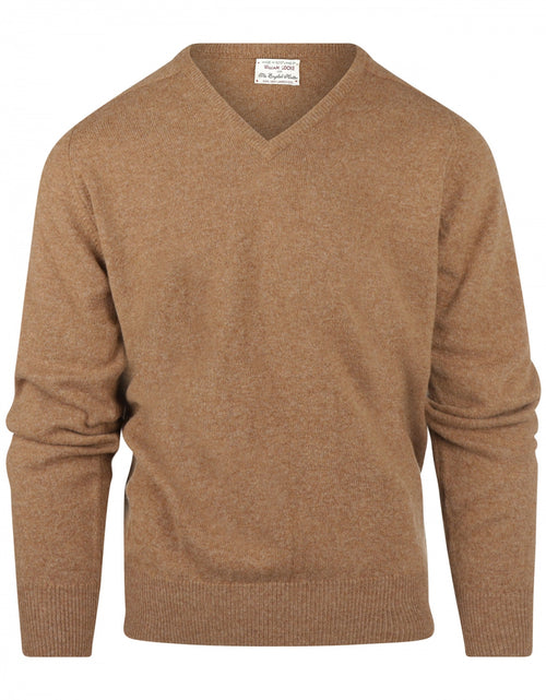 William Lockie V-hals Lamswol Pullover | Driftwood