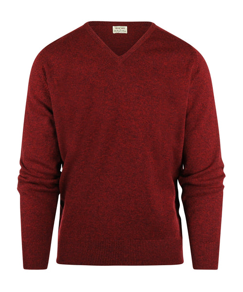 William Lockie V-Ausschnitt-Pullover aus Lammwolle | Roter Samt