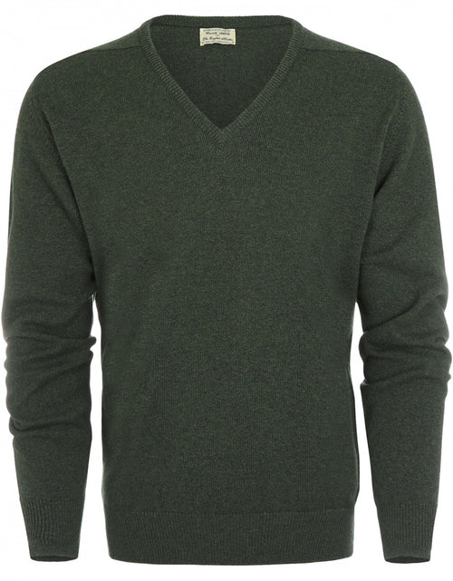 William Lockie V-Ausschnitt-Pullover aus Lammwolle | Rosmarin