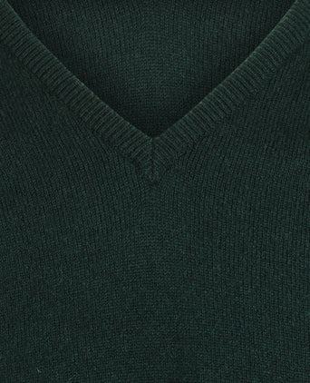 William Lockie V-hals Lamswol Pullover | Tartan Green
