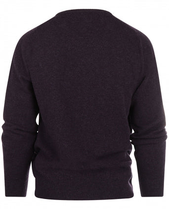 William Lockie V-Ausschnitt-Pullover aus Lammwolle | Holunderbeere